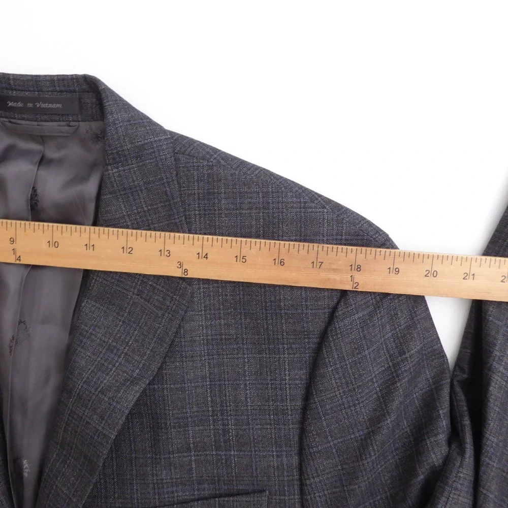 Lauren Ralph Lauren Black Label Mens Sport Coat Gray Plaid 2 Button Blazer 44L